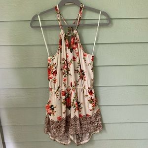 Flowered Romper with Pockets